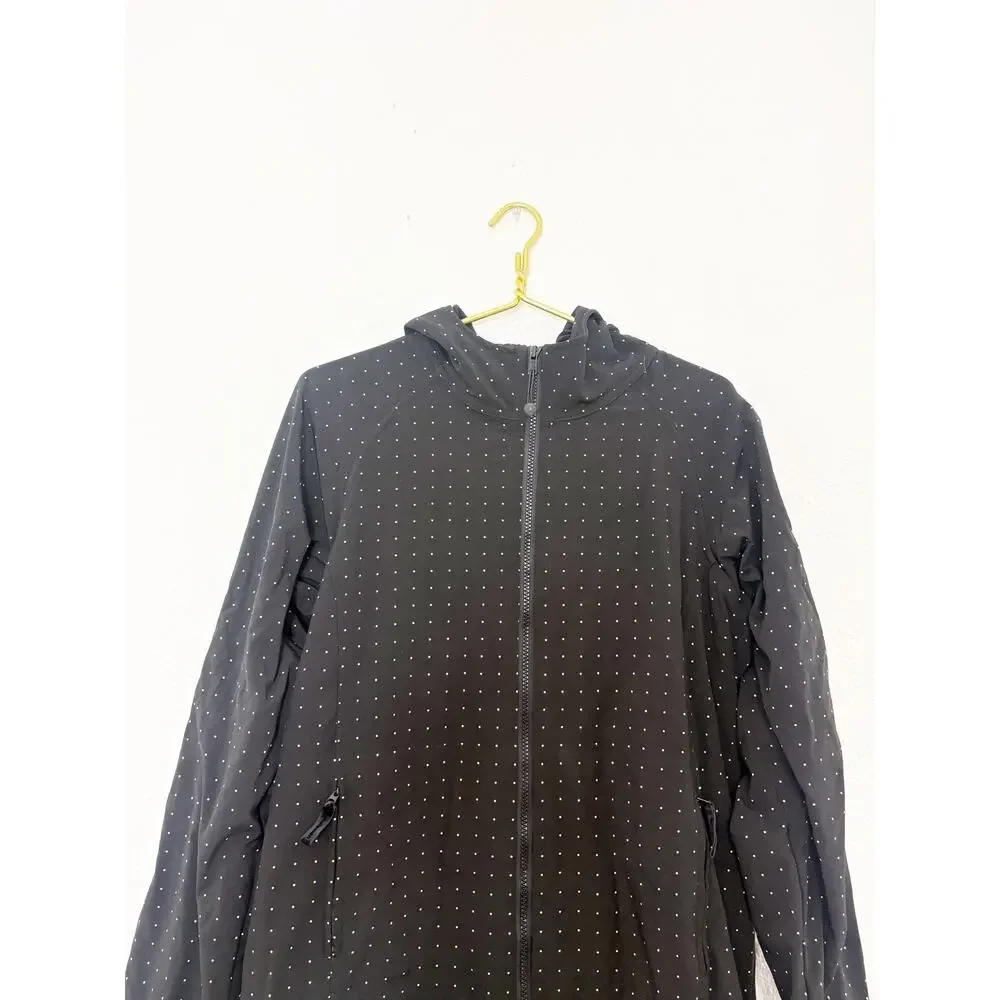 Lululemon Apres Yoga Jacket Black White Polka Dots Mid Length Hoodie